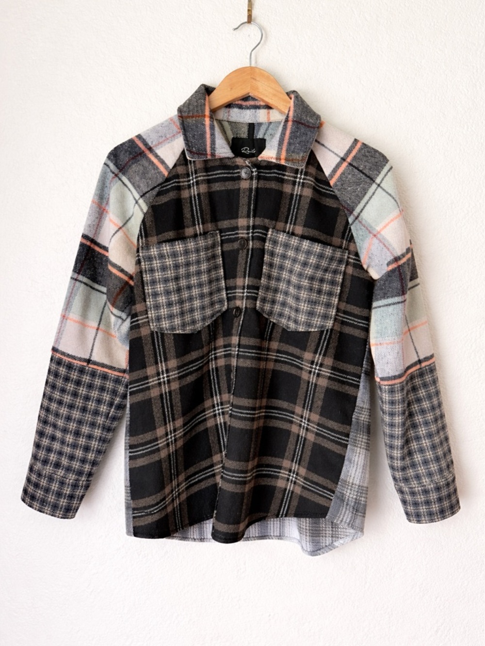 Rails Patchwork Plaid Shacket Jacket Button Front Mixed Plaid Overshirt Sz S